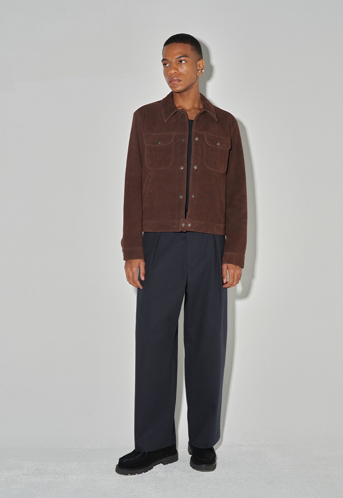 Patch Pocket Suede Blouson_ Penny Brown