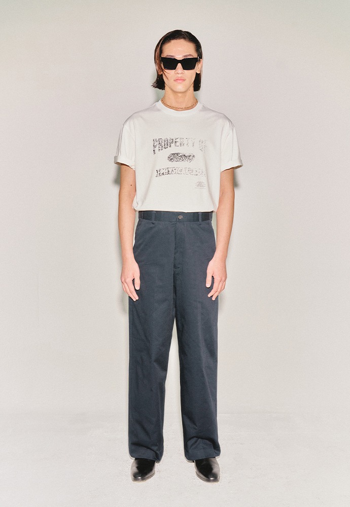 High-twist Cotton No Tuck Wide Trousers_ Navy