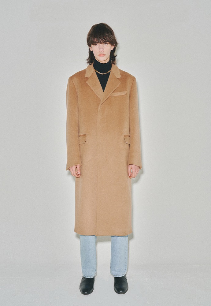 Cashmere Single-Breasted Tailored Coat_ Camel