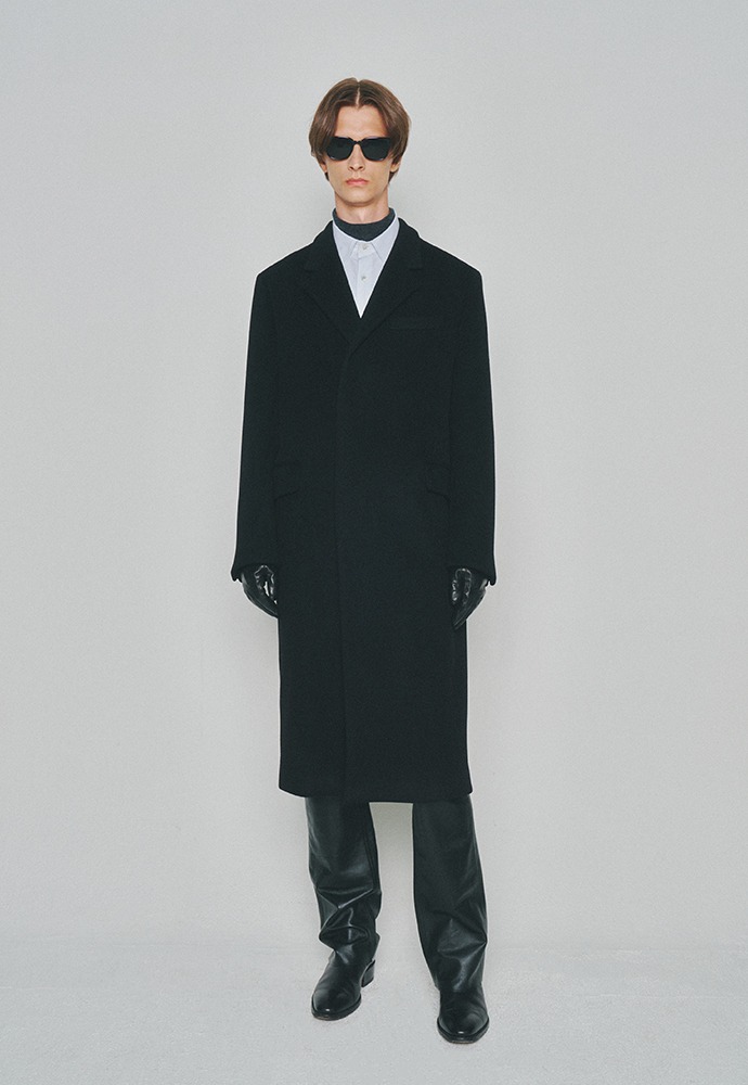 Cashmere Single-Breasted Tailored Coat_ Black