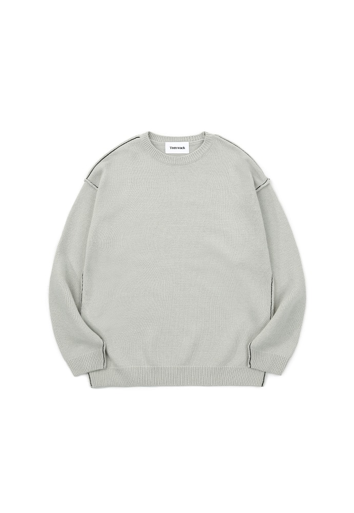 Contrasting Cashmere Sweater_ Arctic Grey