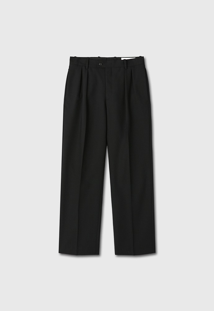 Super Fine Tropical Wool Double-pleats Trousers_ Black